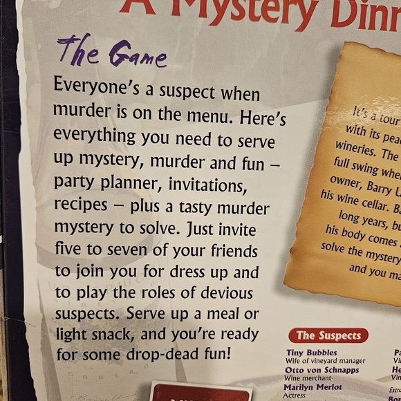 Murder Mystery Dinner Party Game A Taste for Wine and Murder Brand New Sealed - Picture 8 of 16